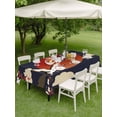 thumbnail image 3 of Japanese Style Outdoor Tablecloth - 60x102 Inch Rectangle Dining Table Cover, Modern Cranes Cherry Flower Wave Red Blue Waterproof Outdoor Table Cloth with Umbrella Hole & Zipper for Picnic/Patio, 3 of 7
