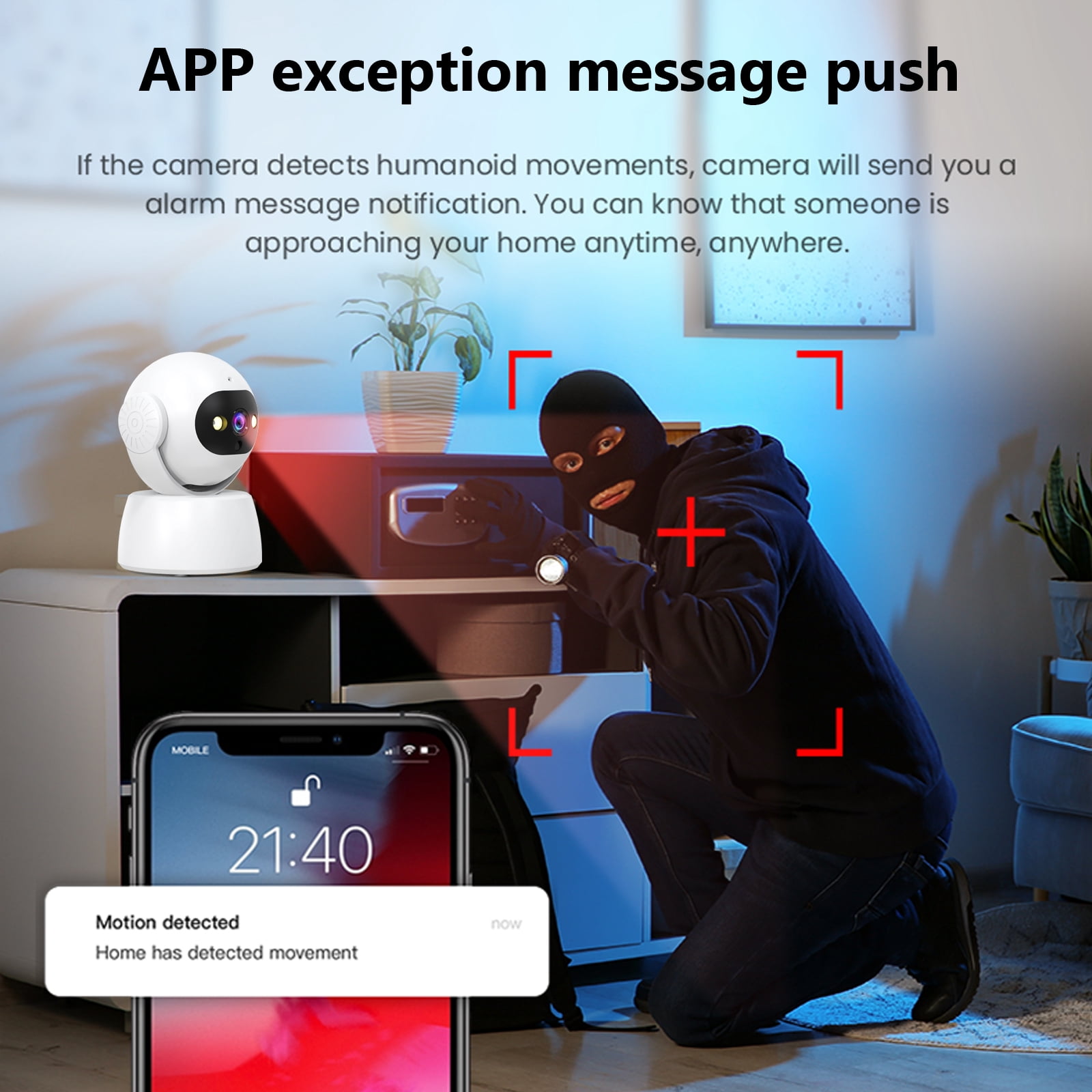 2K Security Camera Indoor, 3MP WiFi Home Camera with 355° Pan 180° Tilt, Motion Detection & Human Alert, Color Night Vision, SD Card & Cloud Storage, Baby/Elder/Pet Monitor, White