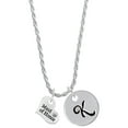 thumbnail image 1 of Delight Jewelry Silvertone Small Maid of Honor Heart Silvertone Script Initial Disc - K - Charm Necklace, 20"+3", 1 of 4