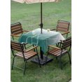thumbnail image 3 of Outdoor Tablecloth with Umbrella Hole and Zipper, Turquoise Geometric Square Table Cloth 60x60 Inch Waterproof Tablecloth, Modern White Stripe Distortion Art Picnic Table Cover for Patio Camping, 3 of 7