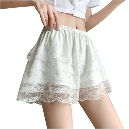 Abomasnow Lace Short Leggings for Women High Waisted Stretch Slip Shorts Under Dresses Breathable Pleated Swing Boyshorts Panties