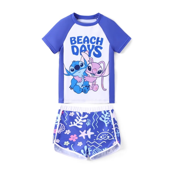 Trajes de baño Disney Stitch para niñas, UPF 50+, color morado, 7-8 años