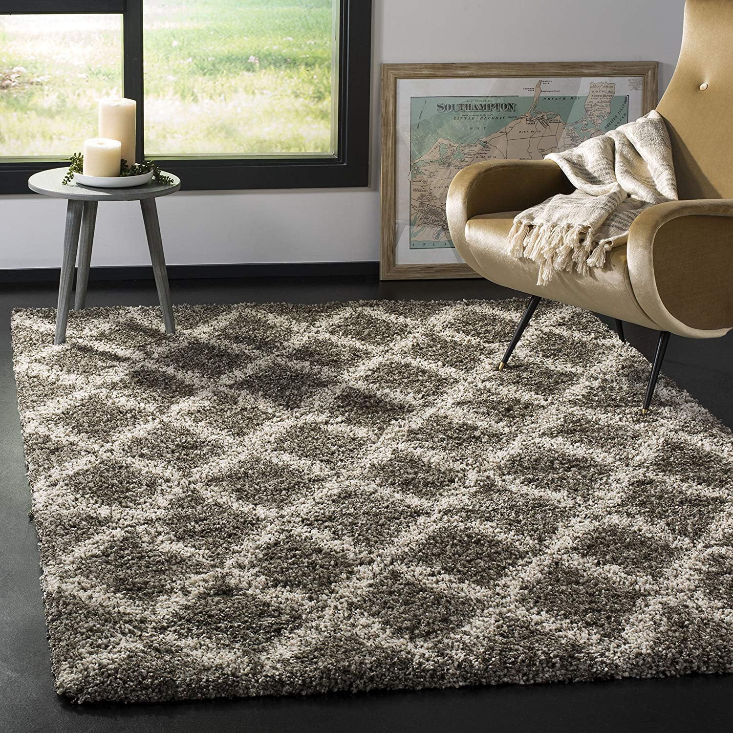 Safavieh Hudson Shag Collection SGH333B Grey and Ivory Area Rug (9' x