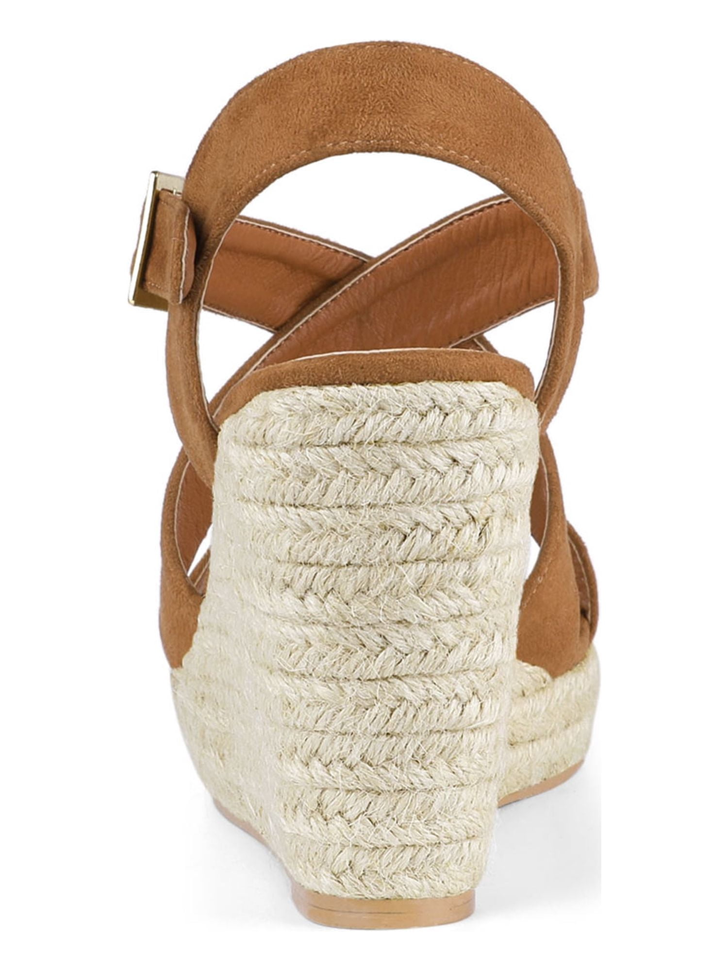 DARING DIVA Women's Stylish Espadrilles Platform Slingback Wedges Sandals Brown 9