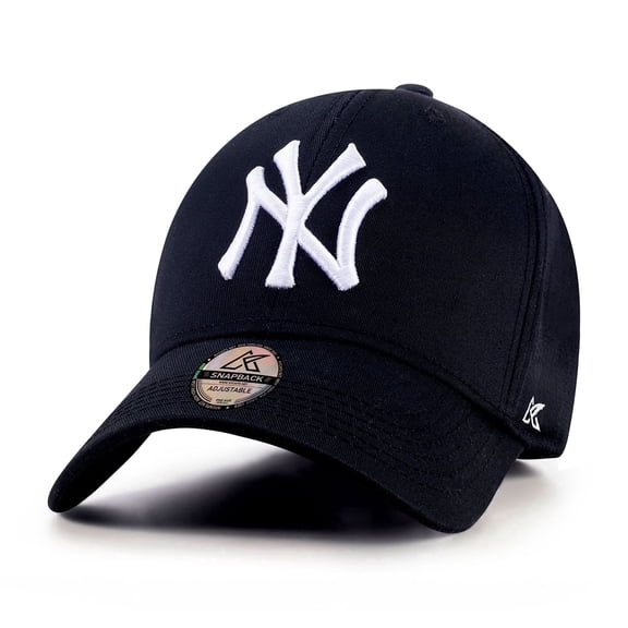 New York Baseball Cap Hat for Men and Women, Adjustable Pure Cotton, Buckle Up, One Size Fitted All, Black & White Embroidery NY| Black Cap