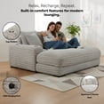 thumbnail image 4 of Cocoon Grey Fabric Oversized Chaise Lounge with Cupholder and USB, 4 of 10