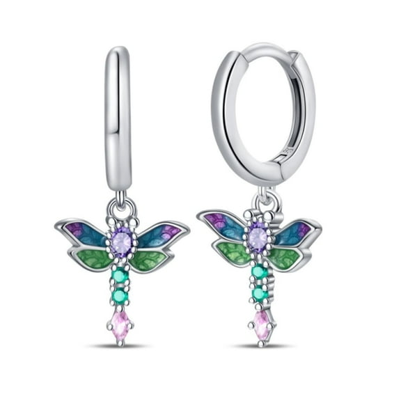 KUNSIR Sterling Silver Dragonfly Earrings Stud Earrings Double Drop Earring Woman Gifts