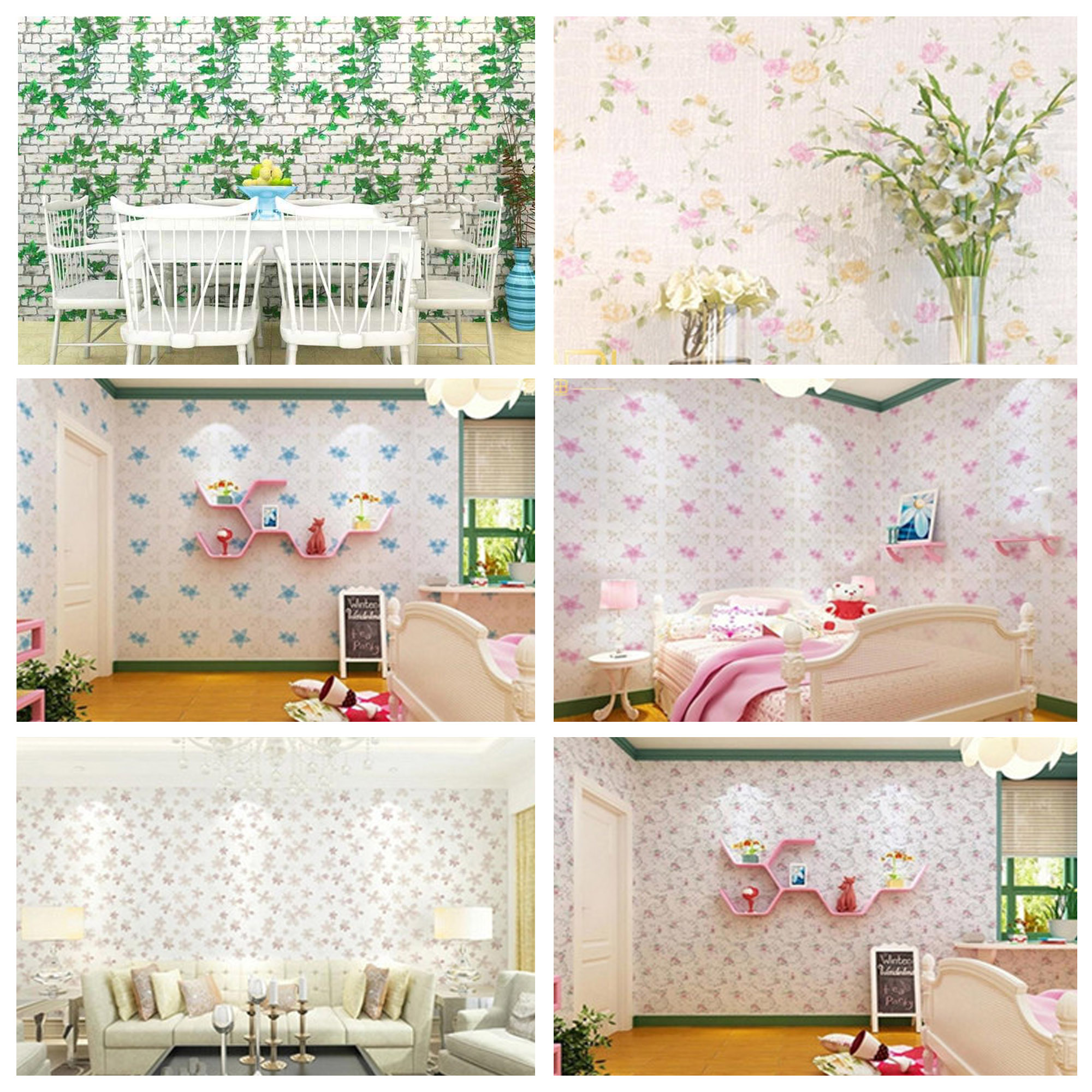 DODOING 3D Peel and Stick Wallpaper, Modern Non-Woven Flower Pattern Wallpaper Home Decor Wallpaper for Home Living Room Bedroom Indoor and TV Background, 1.5x3.3ft/ 1.5x16.4ft/ 1.5x33ft - image 4 of 4