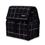 PackIt Freezable Lunch Bag, Black Grid, Built with EcoFreeze Technology, Foldable, Reusable, Zip and Velcro Closure with Buckle Handle, Perfect for Lunches Large