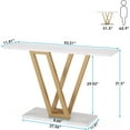 thumbnail image 2 of Moderen Faux Marble Console Table Hallway Table for Entryway, Gold & White, 2 of 7