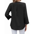 thumbnail image 5 of Female V Neck Casual Hollow Out Eyelet Embroidered Blouses Shirts Beach Cover Up Blouse Dressy Black L, 5 of 9