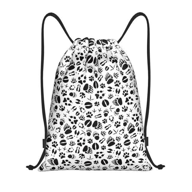Fotbe Black Footprints Bolsa Mochila con Cordón Estampada, Bolsa de Gimnasio Deportiva, Bolsa Cinch, Bolsa con Cordón para Hombres y Mujeres-Medium