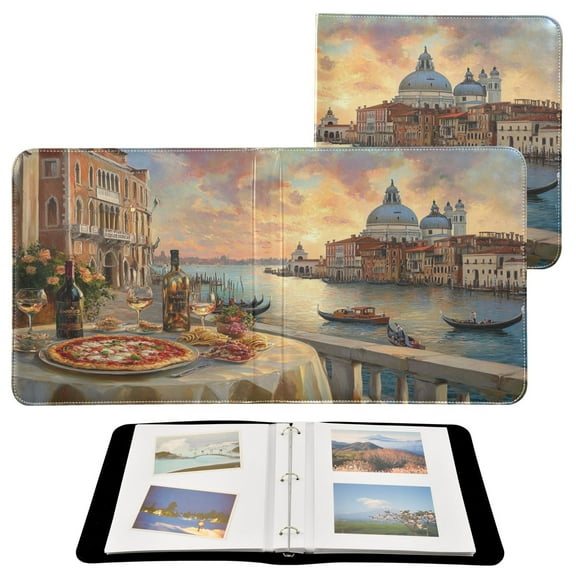 BZSMCE Photo Album Book Scrapbooking Pizza and Wine Overlooking Venice Printed Picture Album