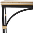 thumbnail image 4 of DecMode 18" x 24" Black Metal Arched Accent Table with Wood Zig Zag Patterned Top and Rattan Accents, 2-Pieces, 4 of 12
