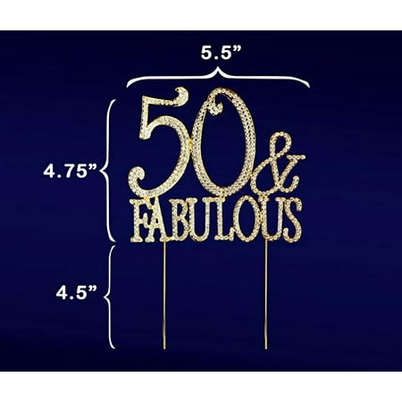 50 Fabulous 50th Birthday Cake Topper Crystal Rhinestones On