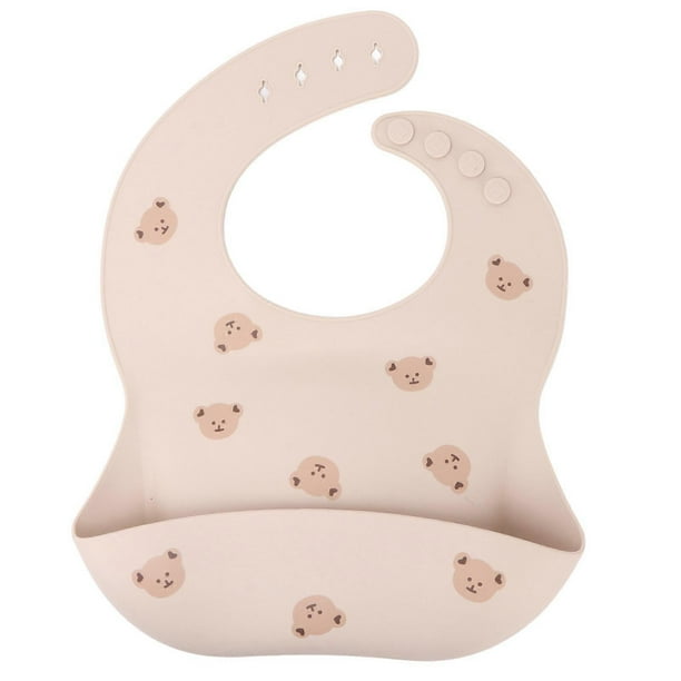 Baby Bib Silicone Adjustable Waterproof Nontoxic Adorable Feeding Tool for Infant Toddler