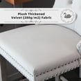 thumbnail image 6 of Velvet Upholstered Bar Stools Set of 4 with Back and Wood Legs, Metal Pulling Ring, Armless Counter Height Barstools for Kitchen Island, Pub, 6 of 8