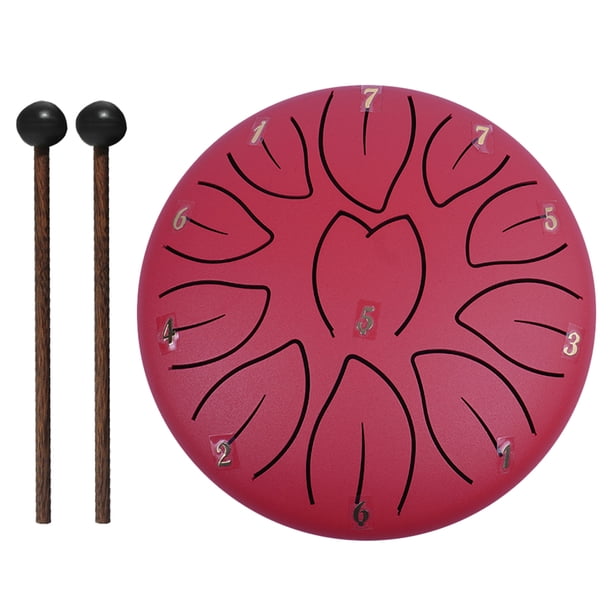 Instrumentos Tambor Lluvia Percusión La Mano 6 Pulgadas 11 Notas Con Batería Libro Mazos Selecciones Dedos para Entretenimiento Meditación Yoga Zen Regalos