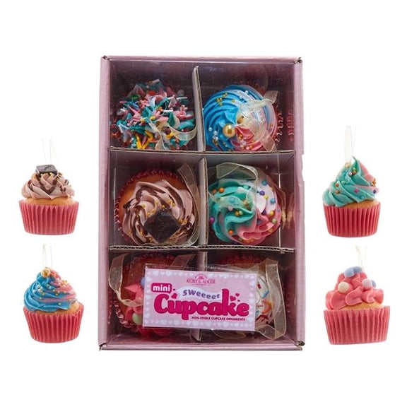 Kurt S. Adler D4496 6-6.5 in. Miniature Foam Cupcake Ornaments - 6 Piece