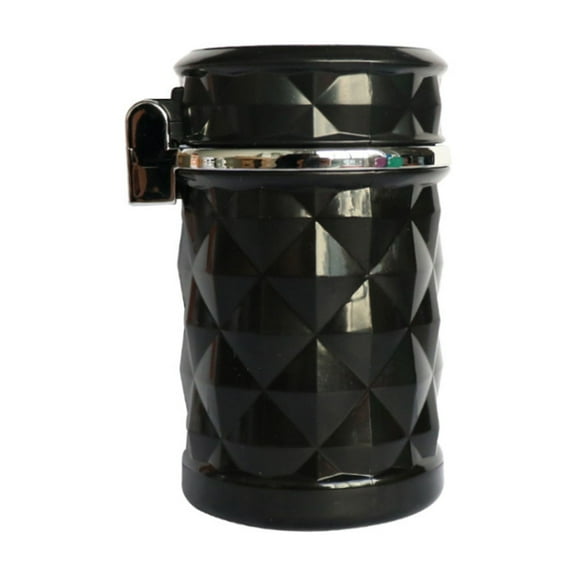 LED Diamond Cut Car Ashtray with Light, Heat-Resistant Vent Mount Organizer Auto Interior Accessories for Cars Trucks Vans SUVs Black