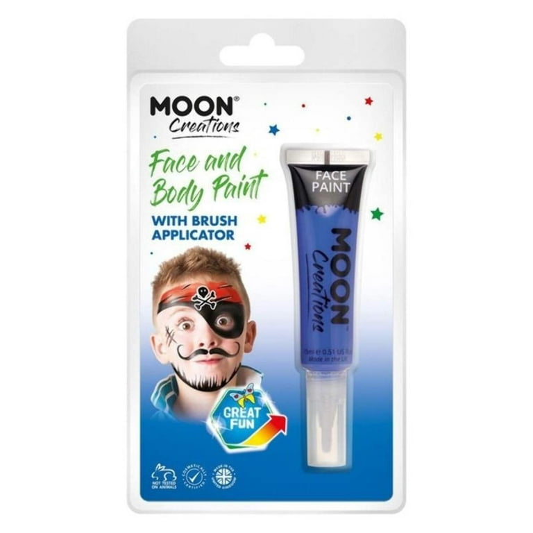 Moon Creations Face & Body Paints With Brush Applicator, 15ml Clamshell Costume Make Up Moon Creations Face & Body Paints With Brush Applicator, 15ml Clamshell Costume Make Up
