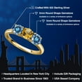 thumbnail image 2 of Gem Stone King 18K Yellow Gold Plated Silver Yellow Citrine and Persian Blue Moissanite Engagement Ring for Women | 1.45 Cttw | Round 5MM | Gemstone November Birthstone | Size 7, 2 of 6