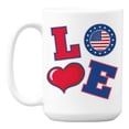 thumbnail image 1 of Love for America or USA, Patriotic White Ceramic Coffee & Tea Mug Cup (15oz), 1 of 6
