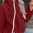 thumbnail image 5 of purcolt Women's Rain Jackets Diagonal Zip Long Sleeve Pullover Windbreaker Waterproof Hooded Jackets Casual Lightweight Oversized Travel Hiking with Kangaroo Pocket, 5 of 9