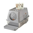 thumbnail image 1 of Cat Litter Box Walmart - Extra Large Stainless Steel Enclosed Tray - High Sides & Lid for Odor Control - Light Gray Dog-Proof Design - Includes Metal Scoop & Filter Pedal - Easy Clean for Large/Older, 1 of 8