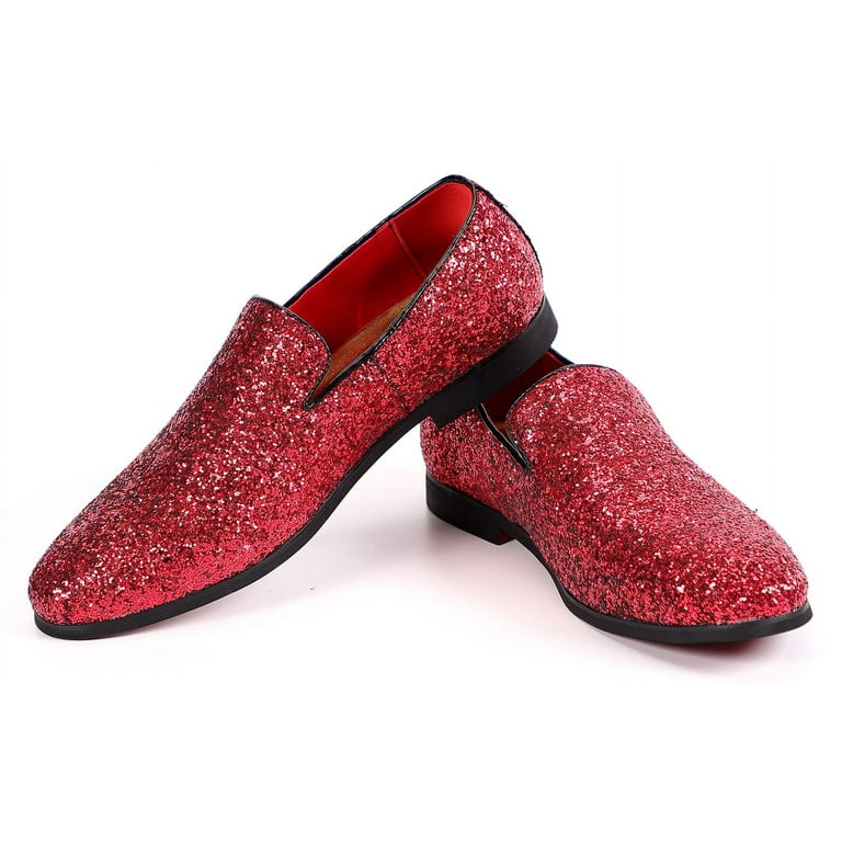 Santimon Men Dress Shoes, Glitter Loafers, Slip On, Formal