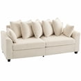 thumbnail image 1 of HOMCOM Corduroy Couch with 8 Removable Pillows, 3 Seater Sofa, Beige, 1 of 10
