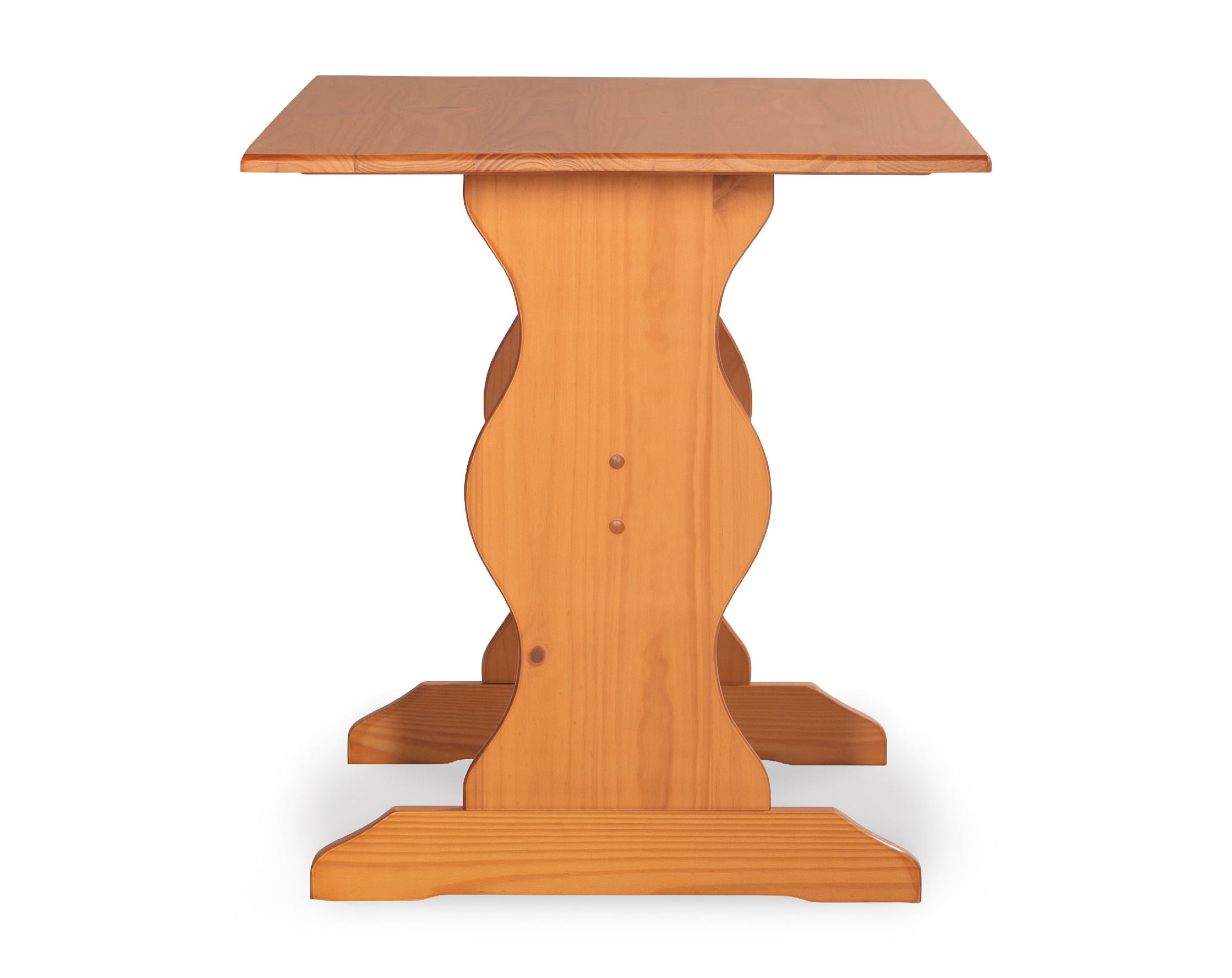 Linon Varden Nook Dining Table, Farmhouse Trestle Base, Solid Pine, Honey Finish, Compact 4-Person Seating