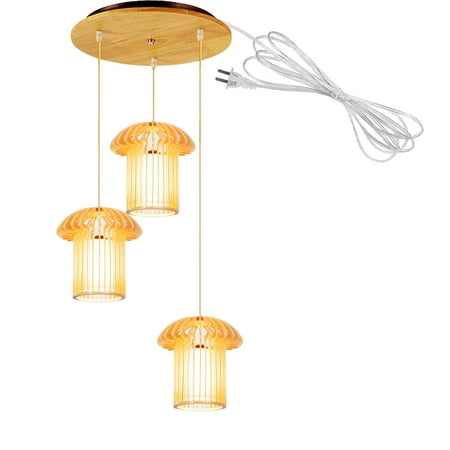 

FSLiving 3 Lights Fabrics Pestle Shape Swag Pendant Light with 15ft Plug in UL Cord Island Chandelier Fixtures Hanging Ceiling Light for Kitchen Island Staircase NO Wiring Needed Customizable - 1 Set