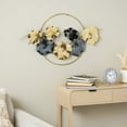 thumbnail image 2 of DecMode Gold Stainless Steel Metal Floral Wall Decor with Circular Frame and Black Accents, 2 of 9