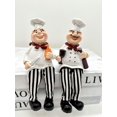 thumbnail image 5 of Juego de 2 figuras de chef para decoración del hogar, pan y vino con patas colgantes, estatuas para estantes de cocina, armario, encimera, alféizar de ventana, 5 of 5