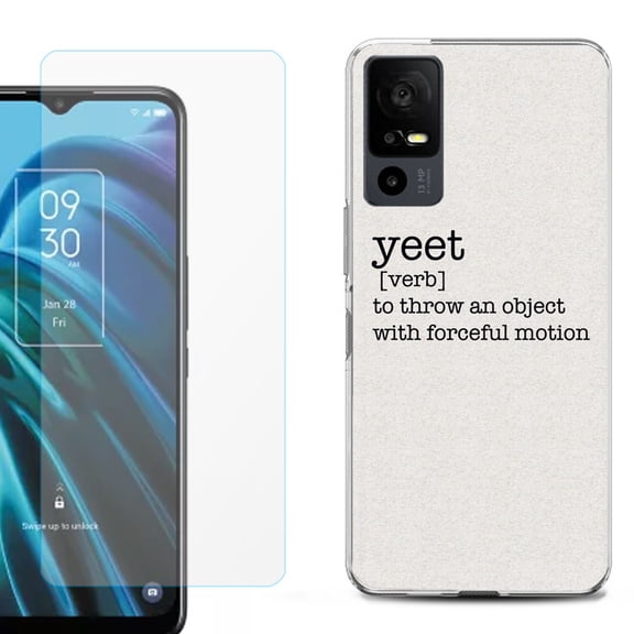 OneToughShield ® for TCL 40 XE 5G Shockproof Fashion Phone Case, with Tempered Glass Screen Protector - Dictionary/Yeet