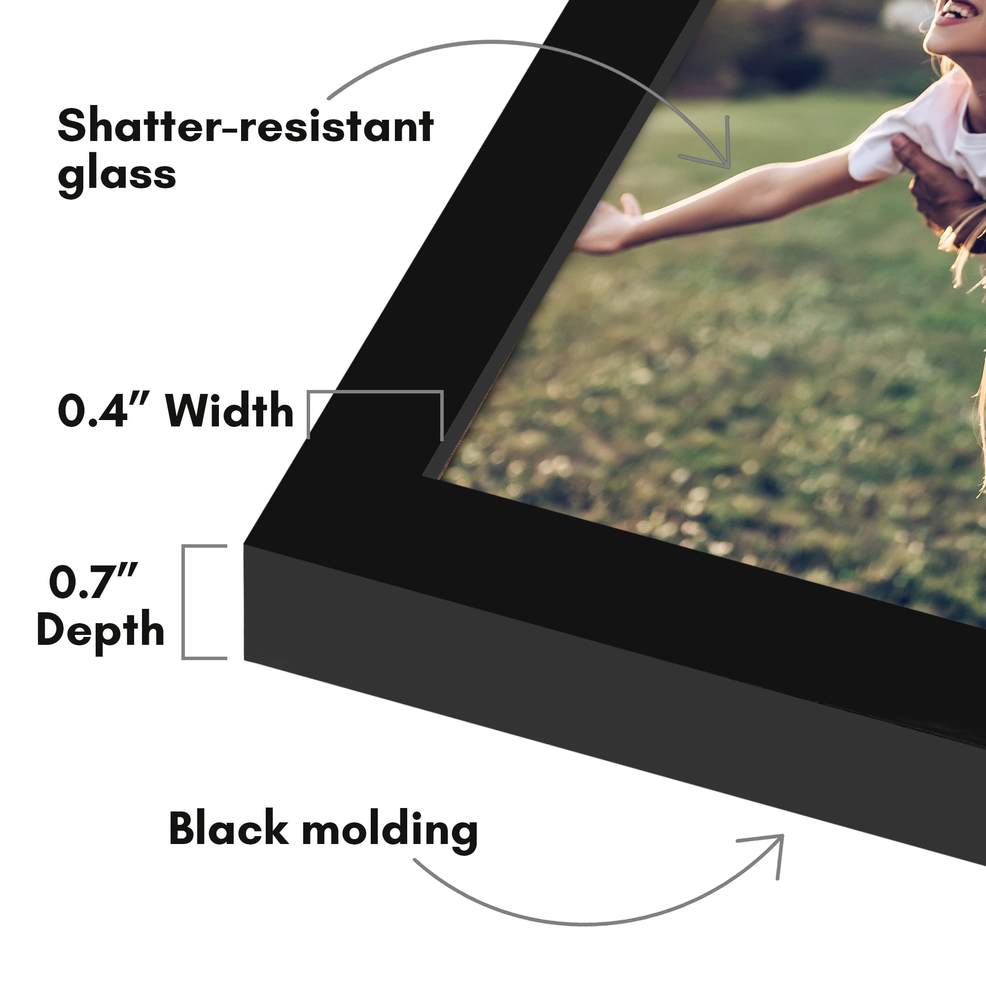 Americanflat 10x12 Picture Frame with Shatter-Resistant Glass Streamline Collection Thin Border Photo - Black