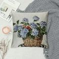 thumbnail image 2 of Creowell  Blue Hydrangea Spring Summer Throw Pillow Covers, Today is A Good Day Dark Blue Cushion Case Decoration for Sofa Couch 18x18in, 2 of 5