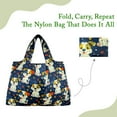 thumbnail image 4 of Wrapables Large & Small Foldable Tote Nylon Reusable Grocery Bags, Set of 2, Puppies and Paws, 4 of 8