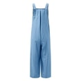 thumbnail image 6 of LEEYNEER Women‘s Loose Sleeveless Jumpsuits Adjustable Spaghetti Strap Stretchy Long Pant Romper with Pockets  Solid Button Suspender Jumpsuits Wide Pocket Leg Pant Recommend Weight 88 to, 6 of 7