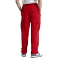 thumbnail image 3 of Men's Heavyweight Fleece Cargo Pants Baggy Sweatpants Wide Leg Sweats with Pockets Red S, 3 of 3