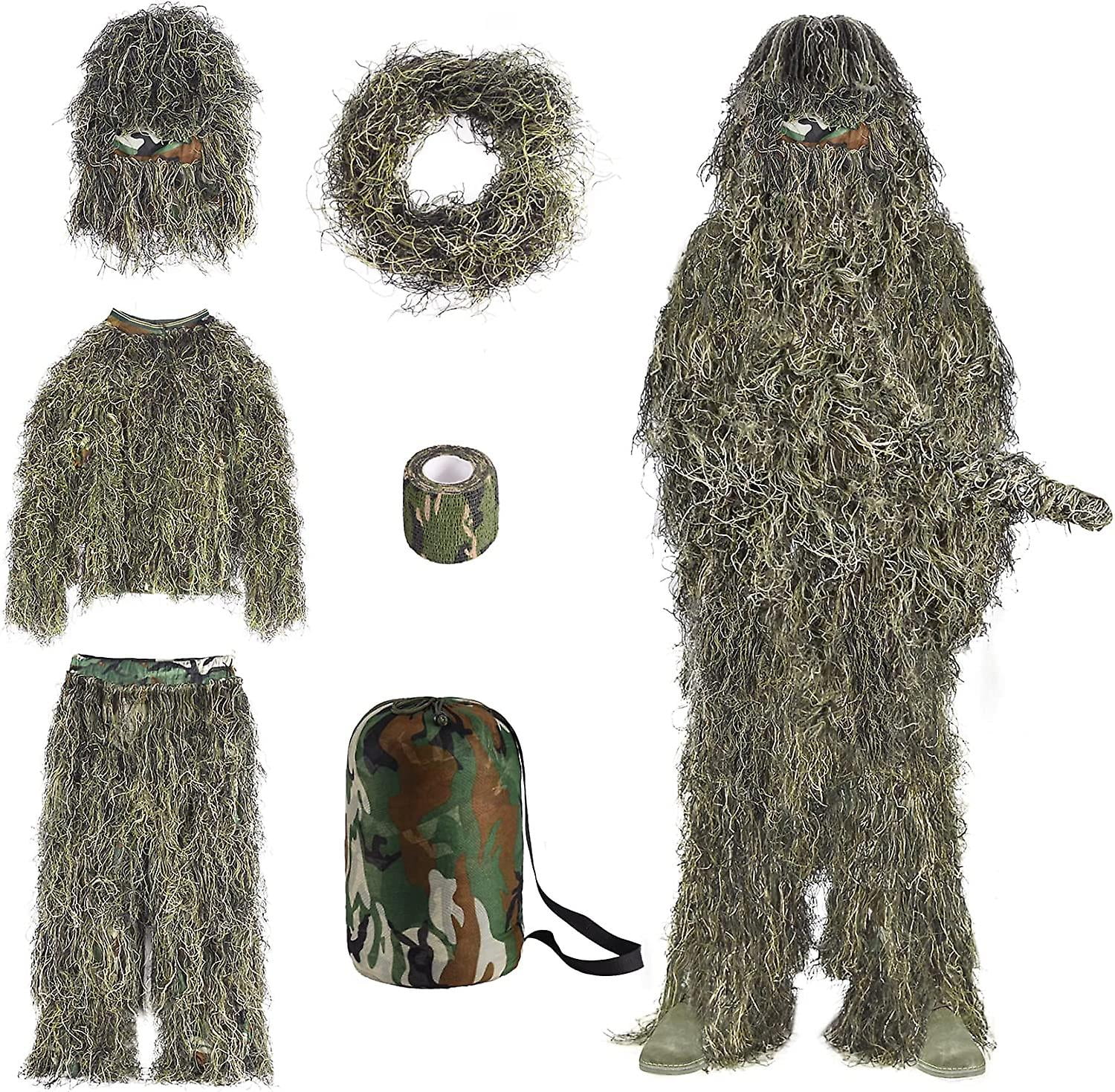 6 In 1 Ghillie Suit, 3d Camouflage Hunting Apparel Camo