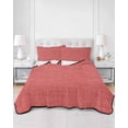 thumbnail image 3 of Quilts Twin XL Size, Coral Red Soft Comforter Bedding Set for Bed, Farmhouse Burlap Solid Red Color Modern Linen Texture Lightweight Quilted Bedspread with Pillow Cover(2 Pieces), 68x98 Inch, 3 of 6