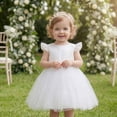 thumbnail image 5 of IDOPIP Infant Baby Girls Wedding Flower Girl Dress Satin Pearls Tulle Tutu Dress Bowknot V Back Pageant Party Princess Birthday Formal Dresses 12-18 Months White, 5 of 7
