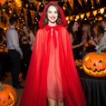 thumbnail image 3 of Hooded Cloak Adult Sheer Cape Witch Queen Cosplay Costume for Halloween Christmas Special Festivals Renaissance, 3 of 7
