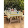 thumbnail image 3 of Outdoor Tablecloth with Umbrella Hole for Patio/Picnic/Party/Camping, Starfish Shell Coastal Waterproof Table Cloth Rectangle Table Cover Washable, Summer Nautical Striped Farmhouse (60"x 102"), 3 of 8
