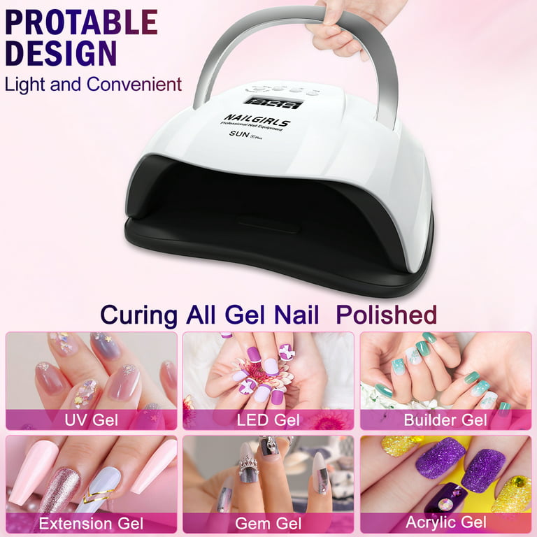 Nailgirls 168w UV LED Nail Lamp, Fast UV Light for Nails Gel Polish LED Gel Nail Dryer Nail Art Tools, Size: 229, White