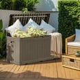thumbnail image 3 of Vineego 100 Gallon Resin Deck Box with Cushions,Indoor Outdoor Lockable Storage Containe,Light Brown, 3 of 8