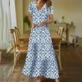 thumbnail image 6 of HAPIMO Women's Maxi Loose Dress Discount Abstract Print Retro Half Sleeve Boho Summer Beach Sale Holiday V Neck Sundress for Girls Drawstring Casual Relaxed Blue XXXXXL, 6 of 6
