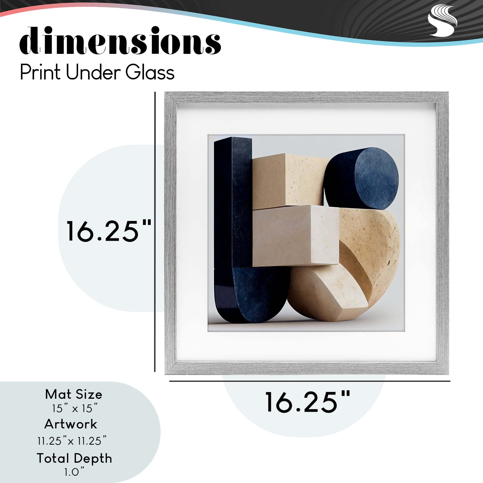 Shapes Of Things Geometric Contour Gray Framed Print Under Glass, design by Sasha
